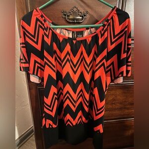 Red and Black Chevron Top